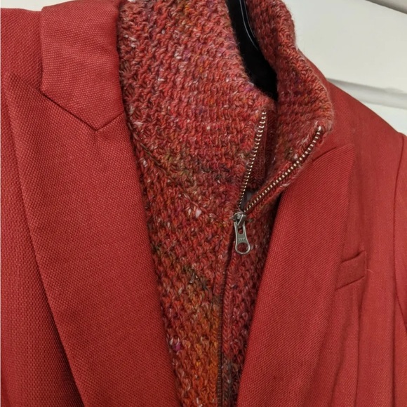 $298 Veronica Beard Lynn Alpaca wool Dickey Jacket Blazer insert rust multi - Picture 8 of 15